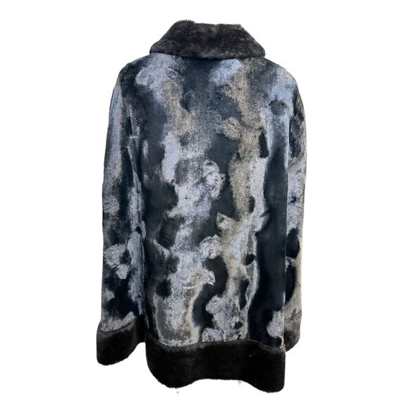 Faux Fur Vintage Cape Black Double Breasted Gold Buttons Union Label - Picture 4 of 7